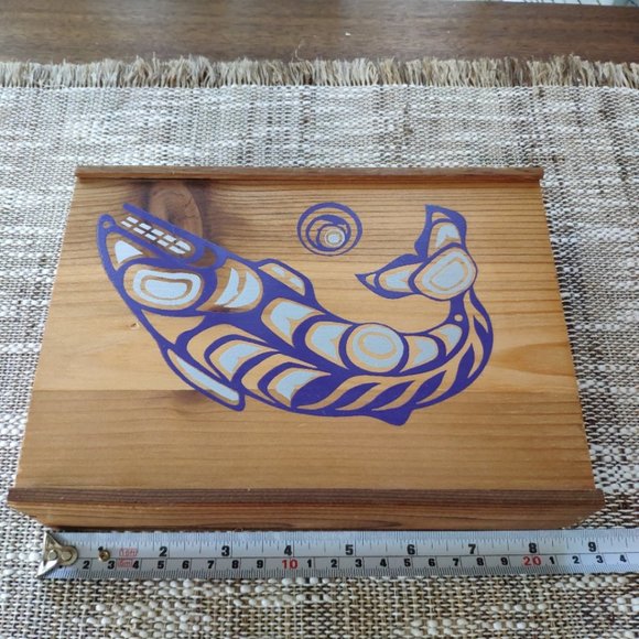 Indigenous Art Sliding Trinket Wood Box - Picture 7 of 11